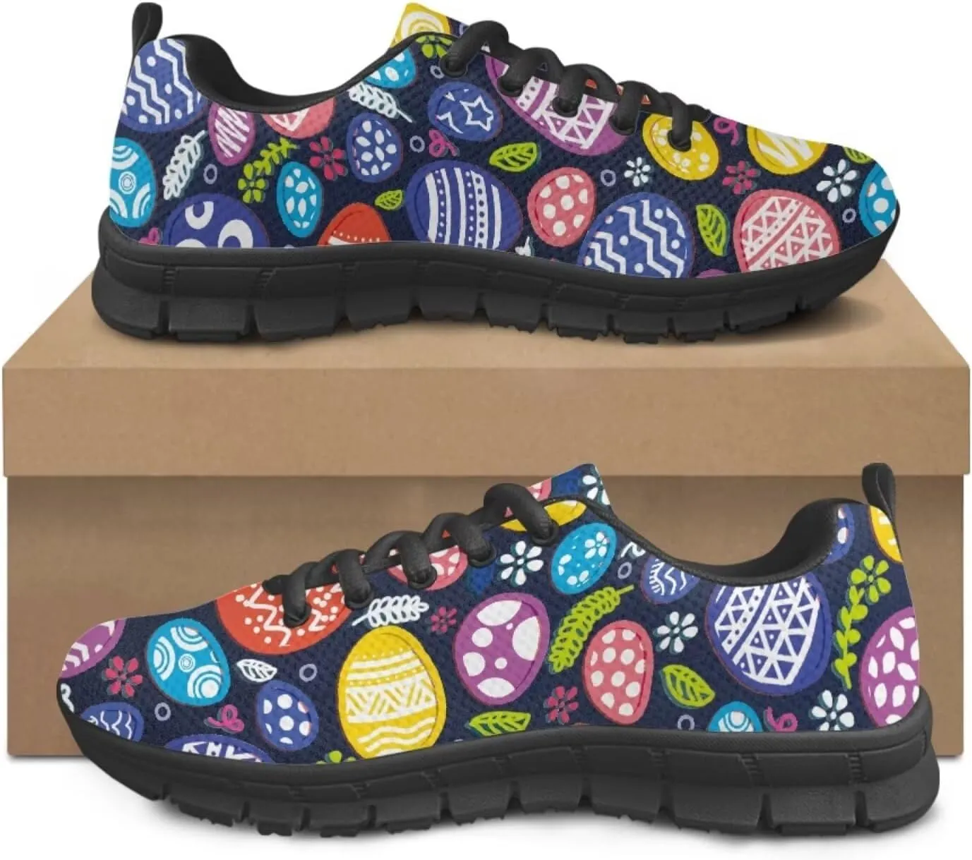 Bigcardesigns Womens Lightweight Athletic Fashion Sneaker Jogging Running Sports Shoes Colorful Floral Design