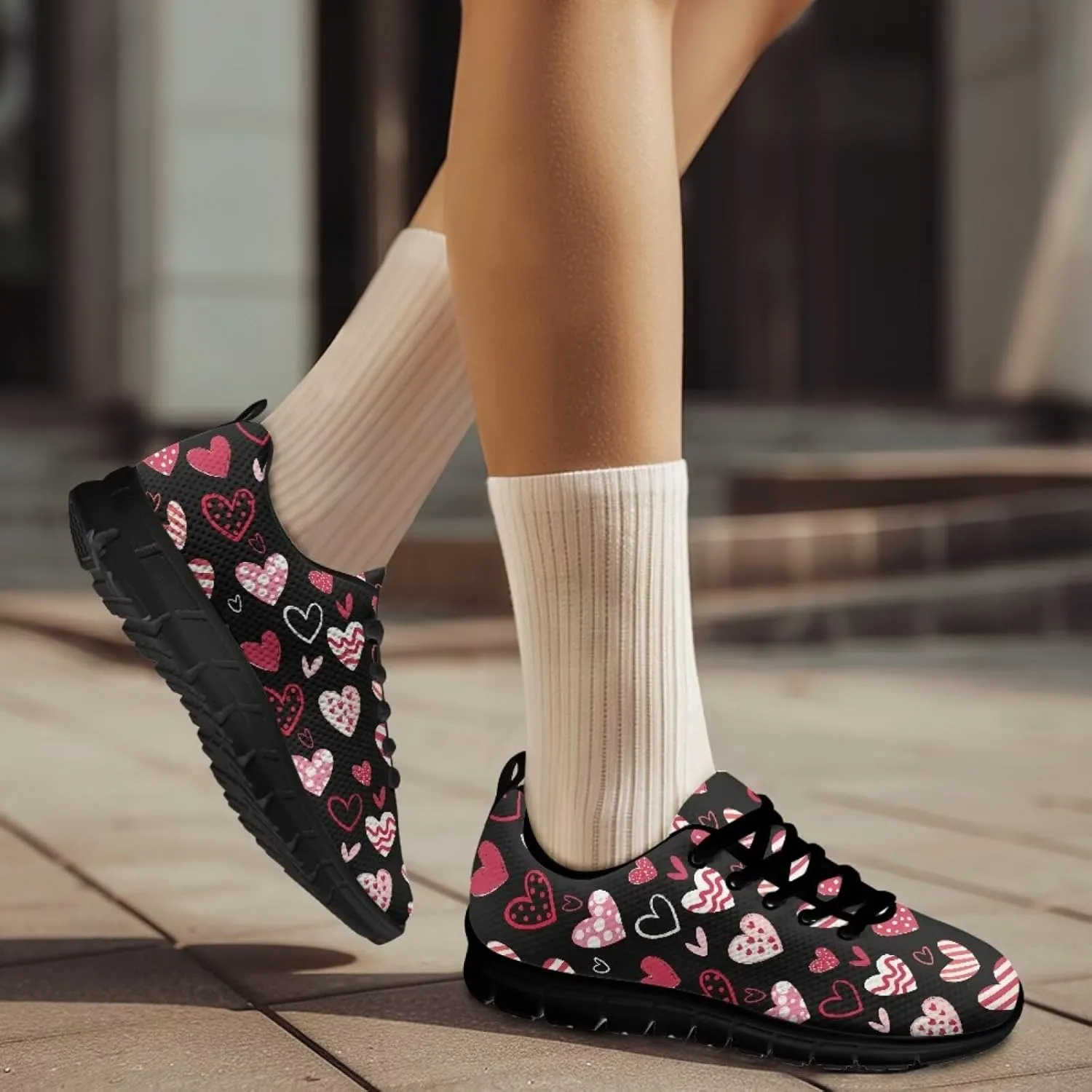 Bigcardesigns Womens Lightweight Athletic Fashion Sneaker Jogging Running Sports Shoes Colorful Floral Design