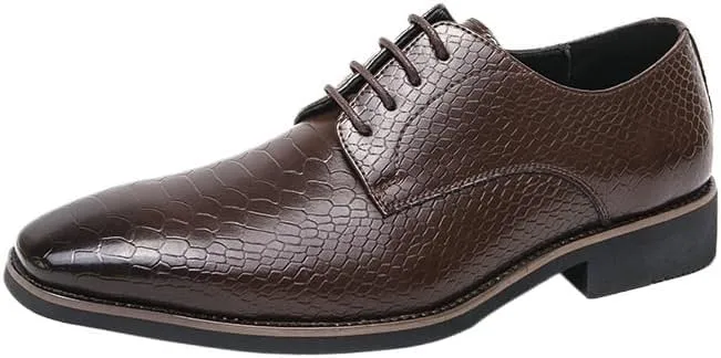 Black Leather Dress Shoes Formal Shoes for Men Lace Up Solid Color Pointed Toe Cap Toe New Shoes Rubber Sole Anti-Slip Non Slip Block Heel Low Top Prom