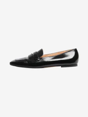 Black leather square-toe loafers - size EU 40