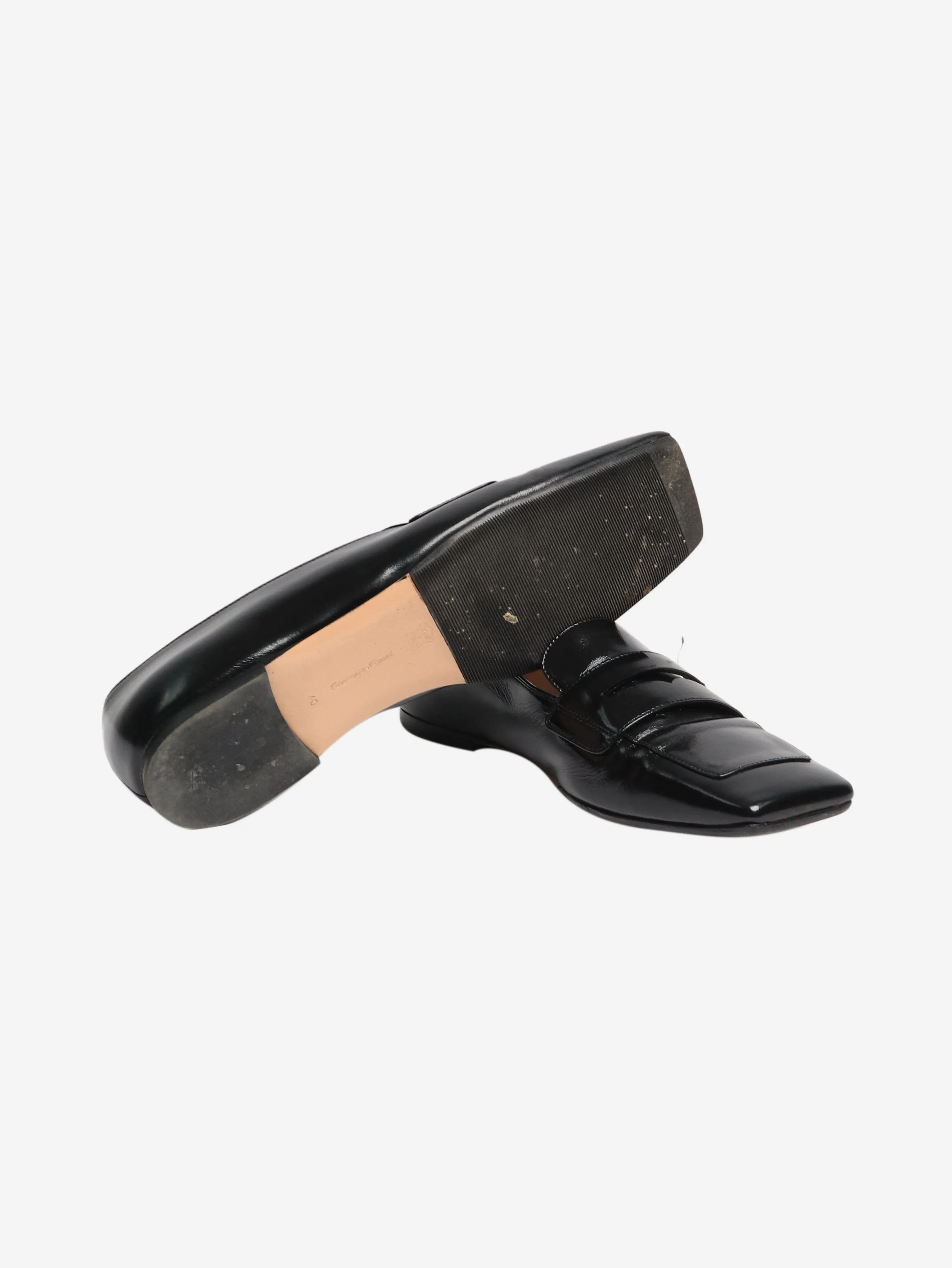 Black leather square-toe loafers - size EU 40