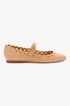 Blair Broderie Ballet Flat In Tan Leather Rural View