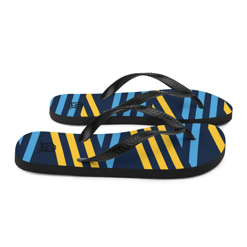 Blue and Yellow Stripes Flip-Flops