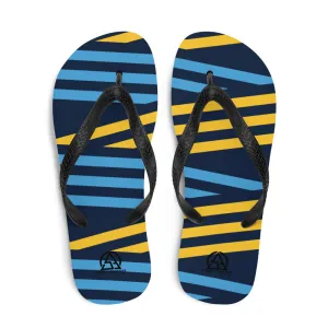Blue and Yellow Stripes Flip-Flops