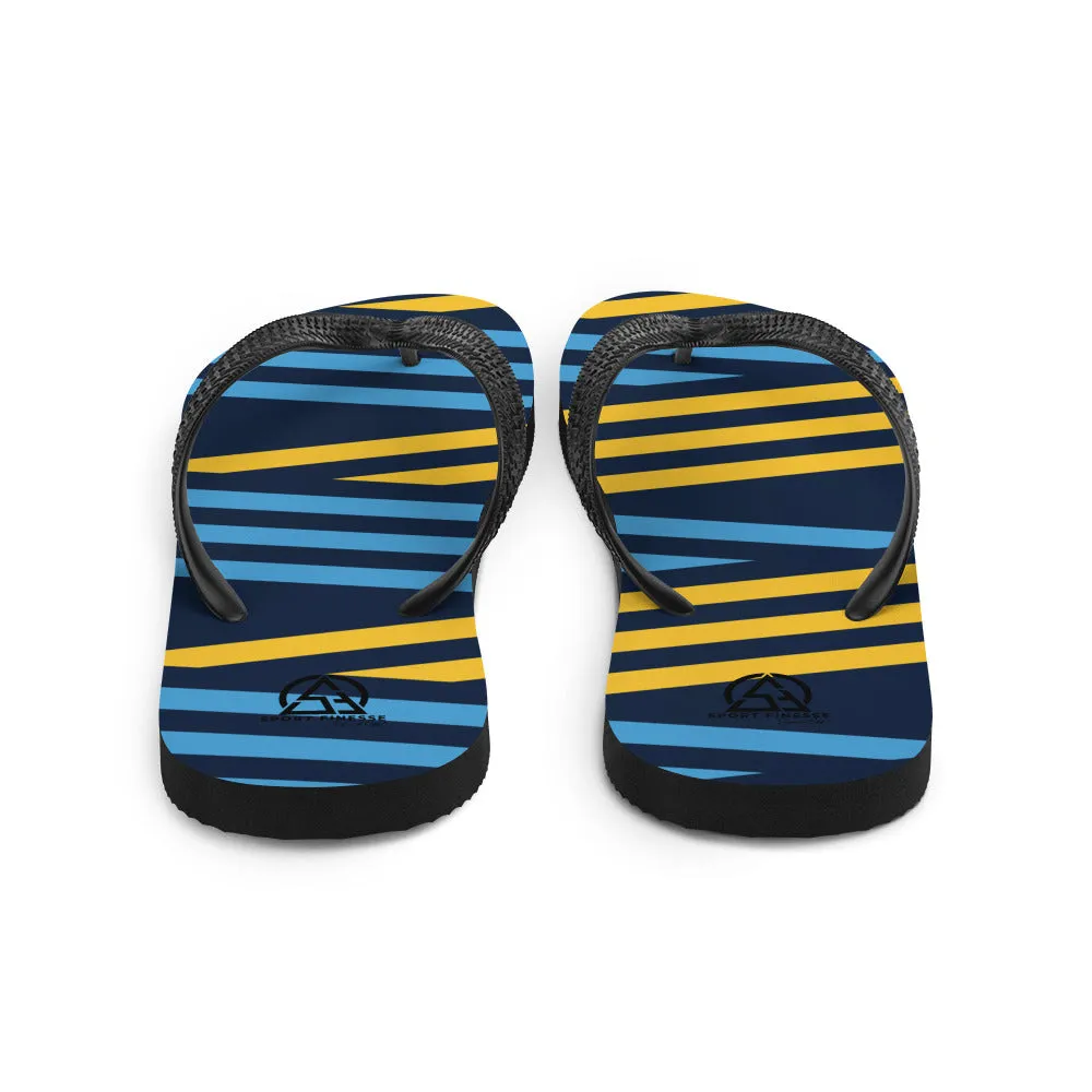 Blue and Yellow Stripes Flip-Flops