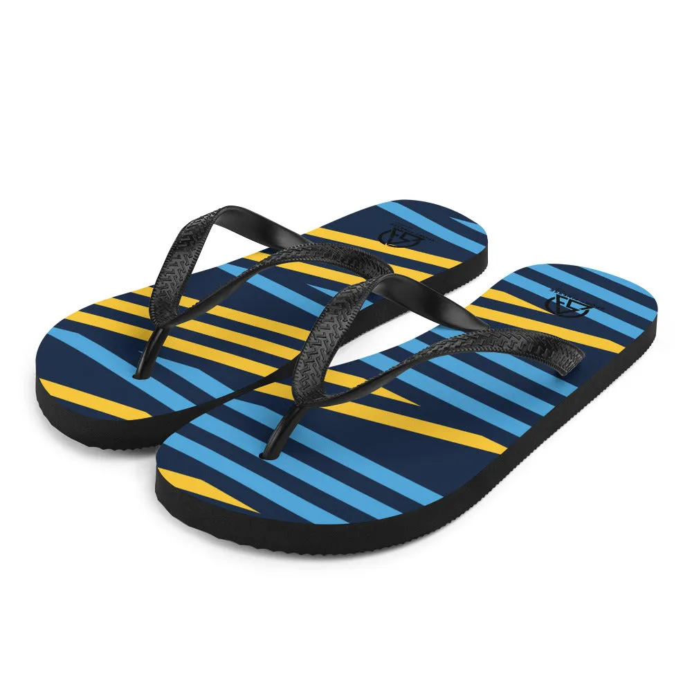 Blue and Yellow Stripes Flip-Flops