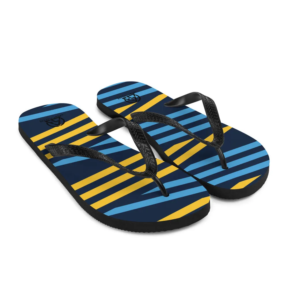 Blue and Yellow Stripes Flip-Flops