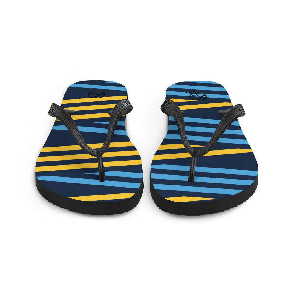 Blue and Yellow Stripes Flip-Flops