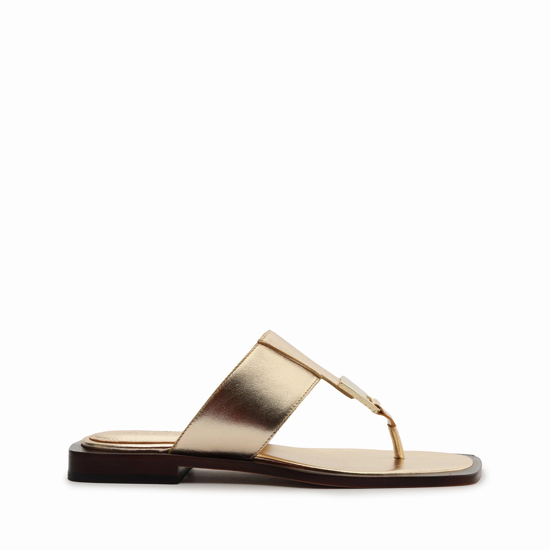 Dance Mode Year Trust Salma Metallic Leather Flat Sandal