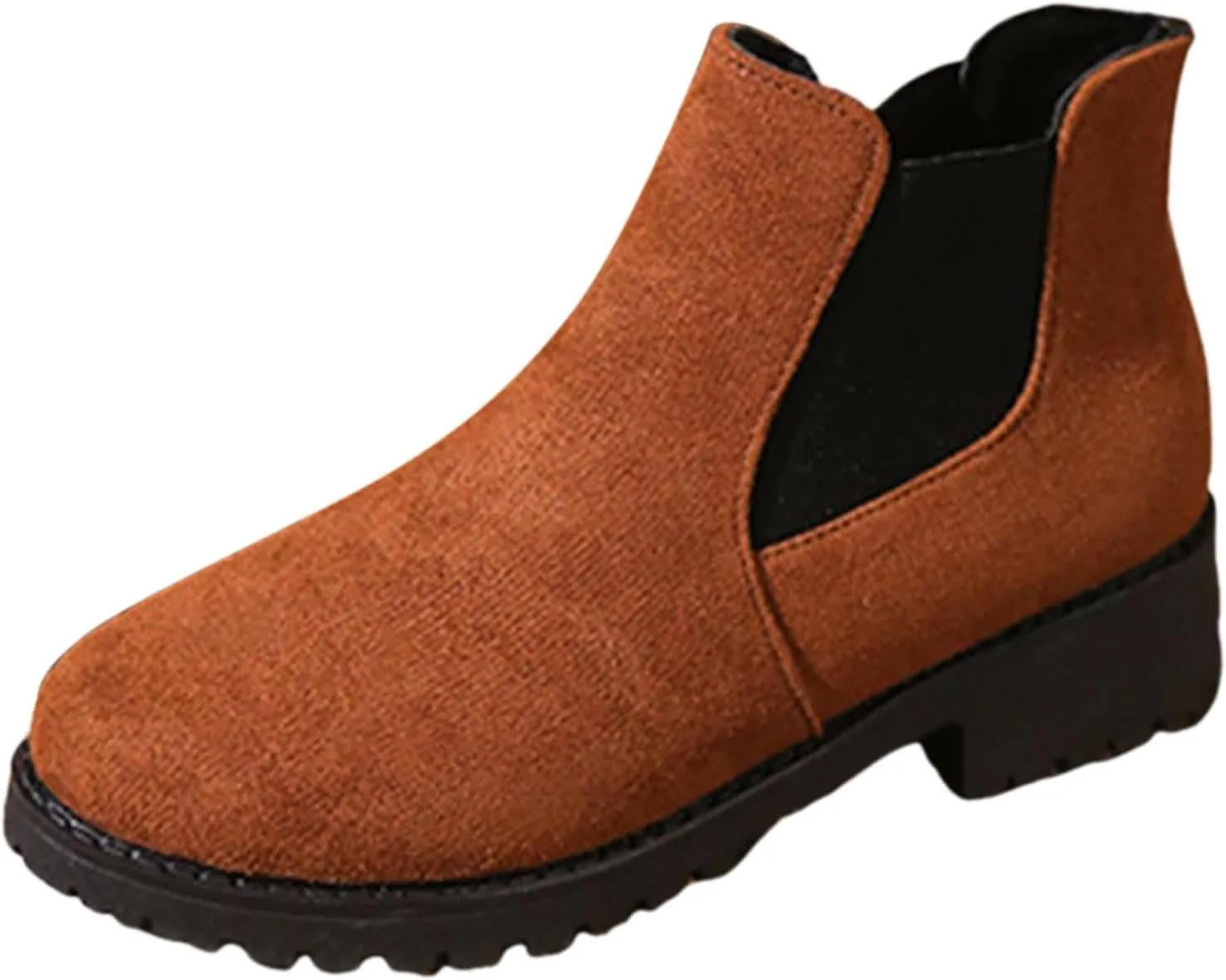 Boots for Women Dressy Low Heels Short Boots Fashion Women Autumn And Winter Suede Round Toe Elastic Sleeve Low Heel