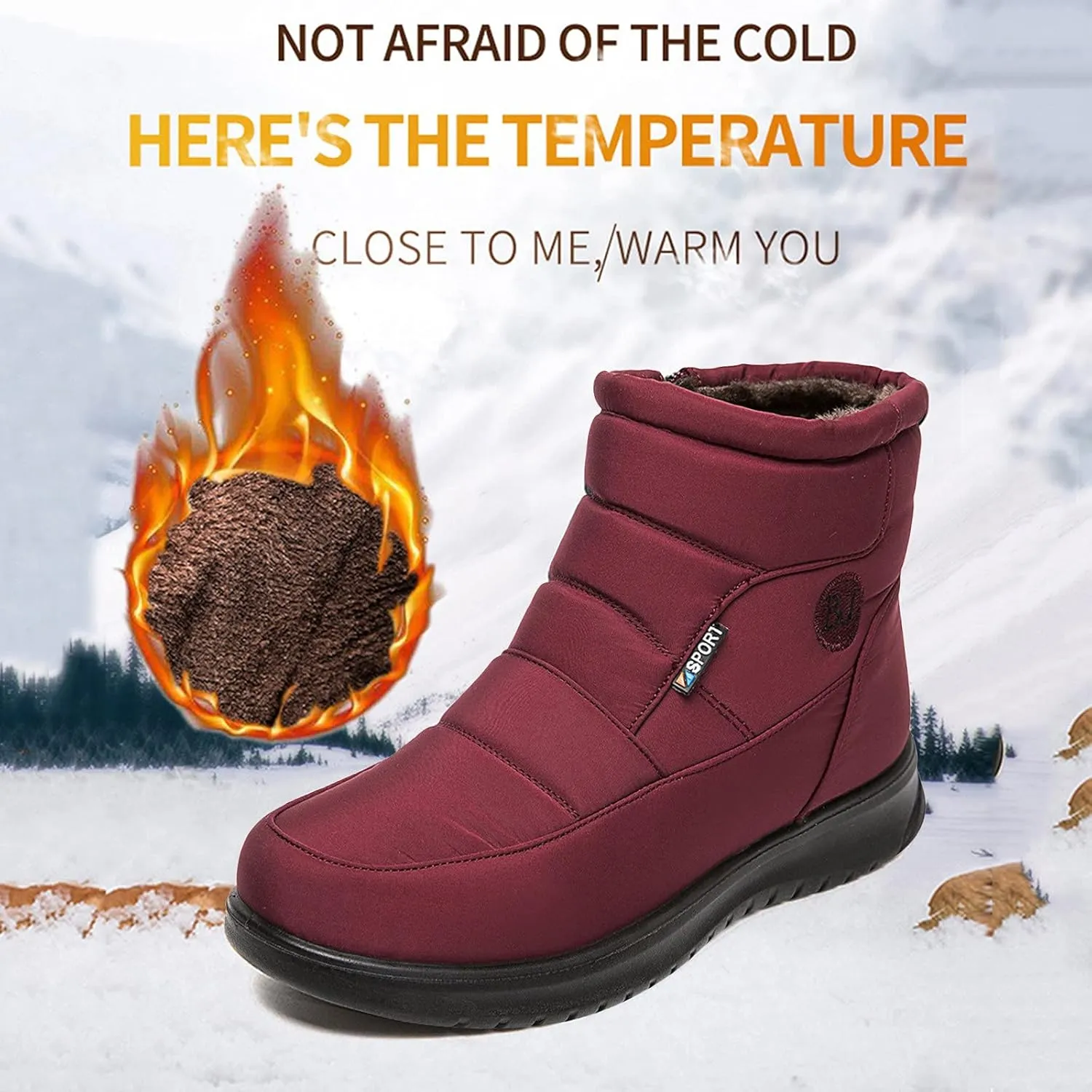 Boots for Women Women's Winter Boots Mid Calf Warm Insulated Faux Fur Lined Waterproof Lace Up Snow Boot