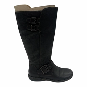 Slim Line Padded Collar Support Boots Knee Flats By Boc In Black, Size:8.5