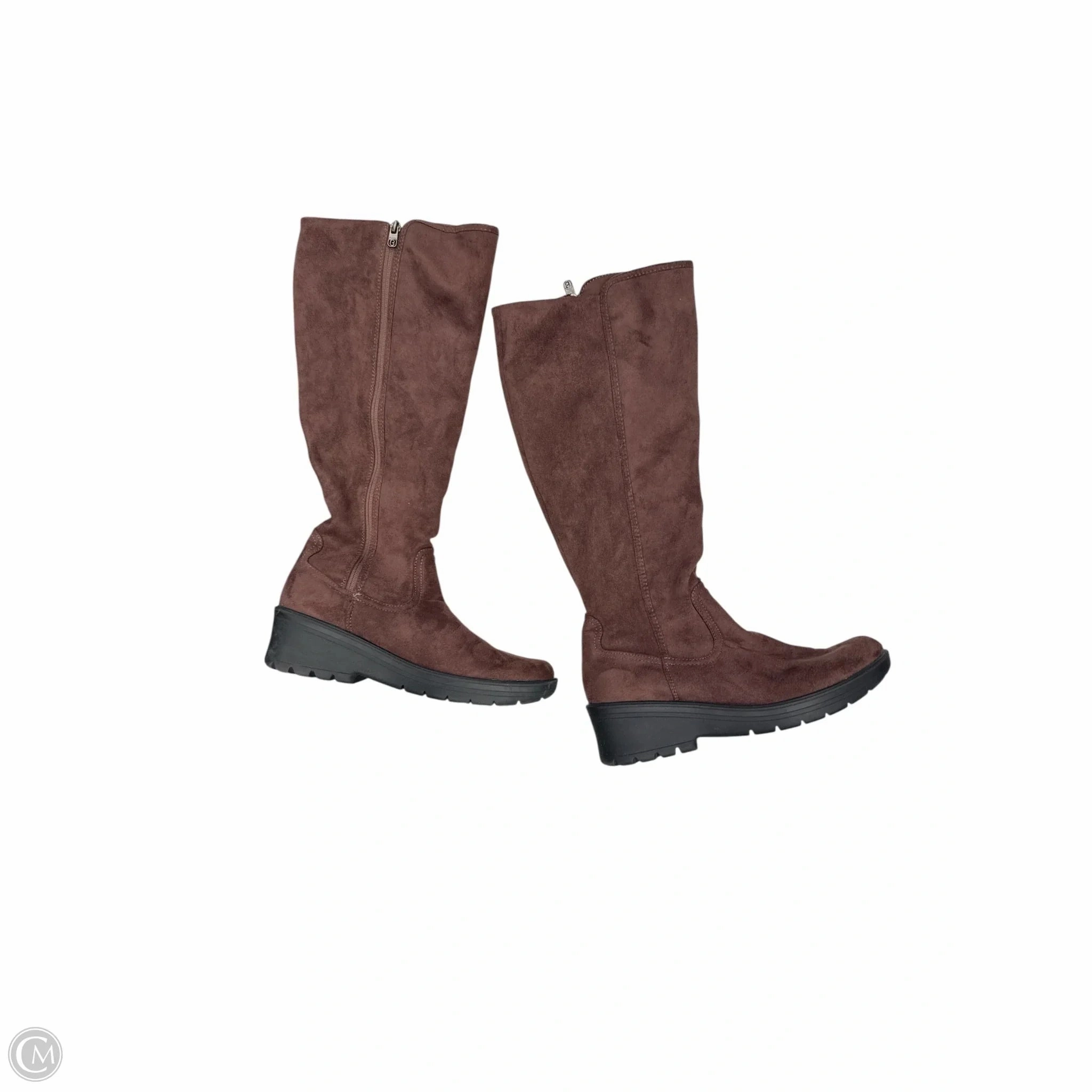 Sleek Comfort Boots Knee Flats By Bzees In Brown, Size: 10