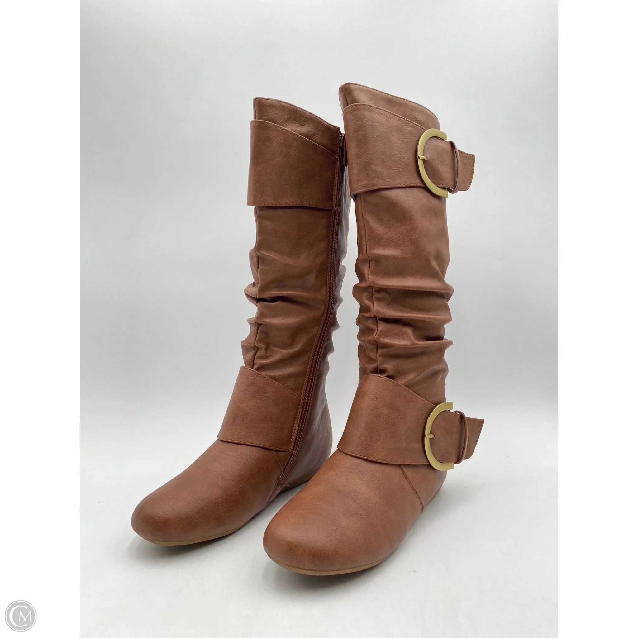 Fashionable Look Comfortable Heel Counter Boots Knee Flats By Clothes Mentor In Brown, Size: 8