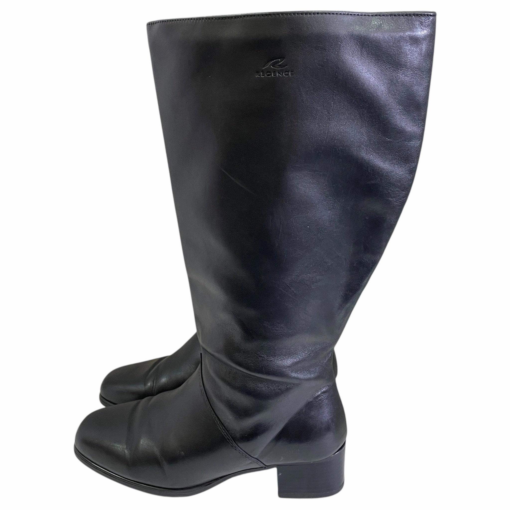 Boots Knee Flats By Cme In Black, Size:7.5 Stable Support Rainy Day Commuter work mode