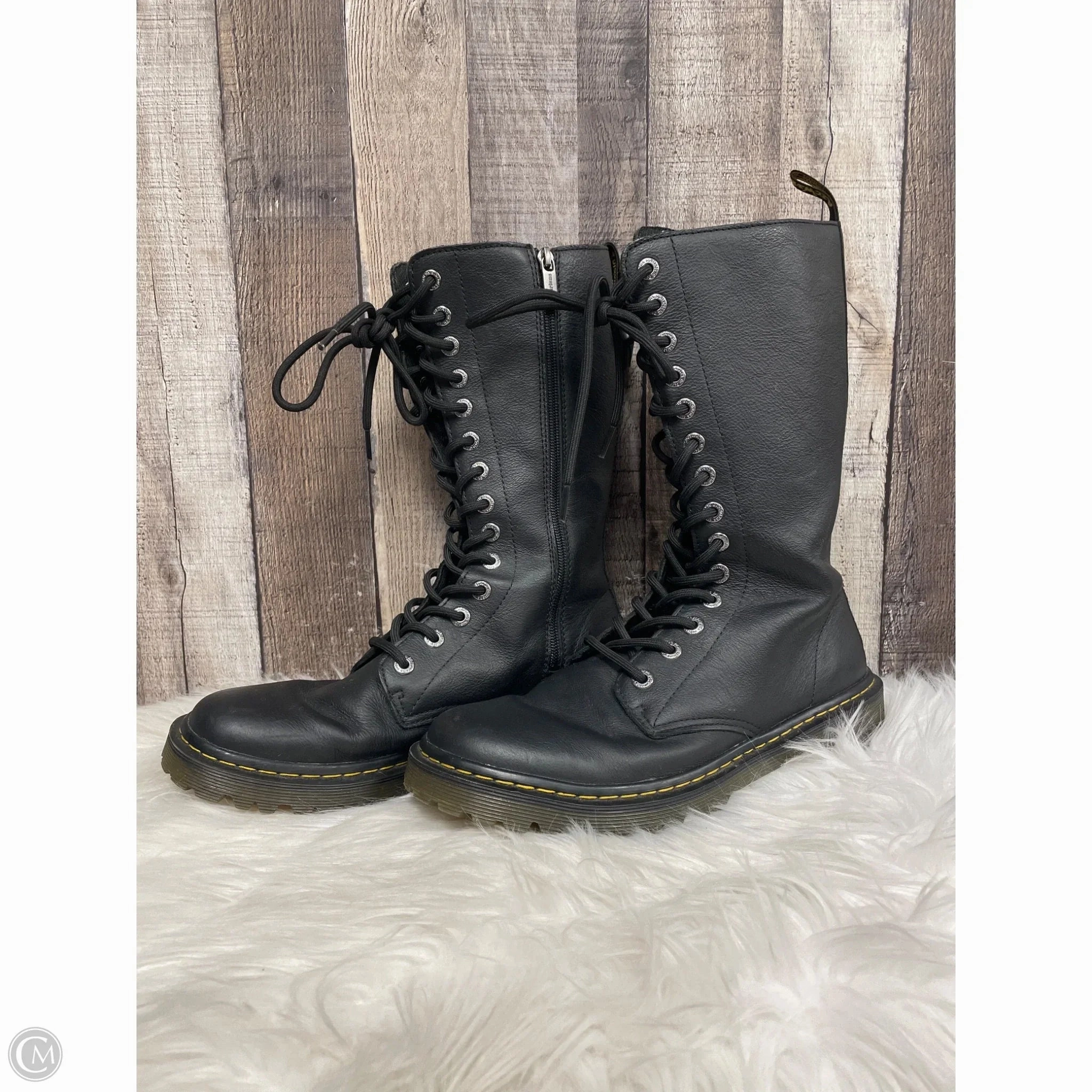 Casual Day Boots Knee Flats By Dr Martens In Black, Size: 10