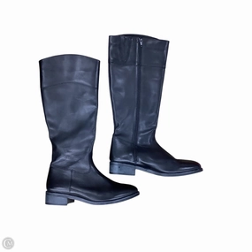 High Traction Rainy Days Boots Knee Flats By Italian Shoemakers In Black, Size: 9