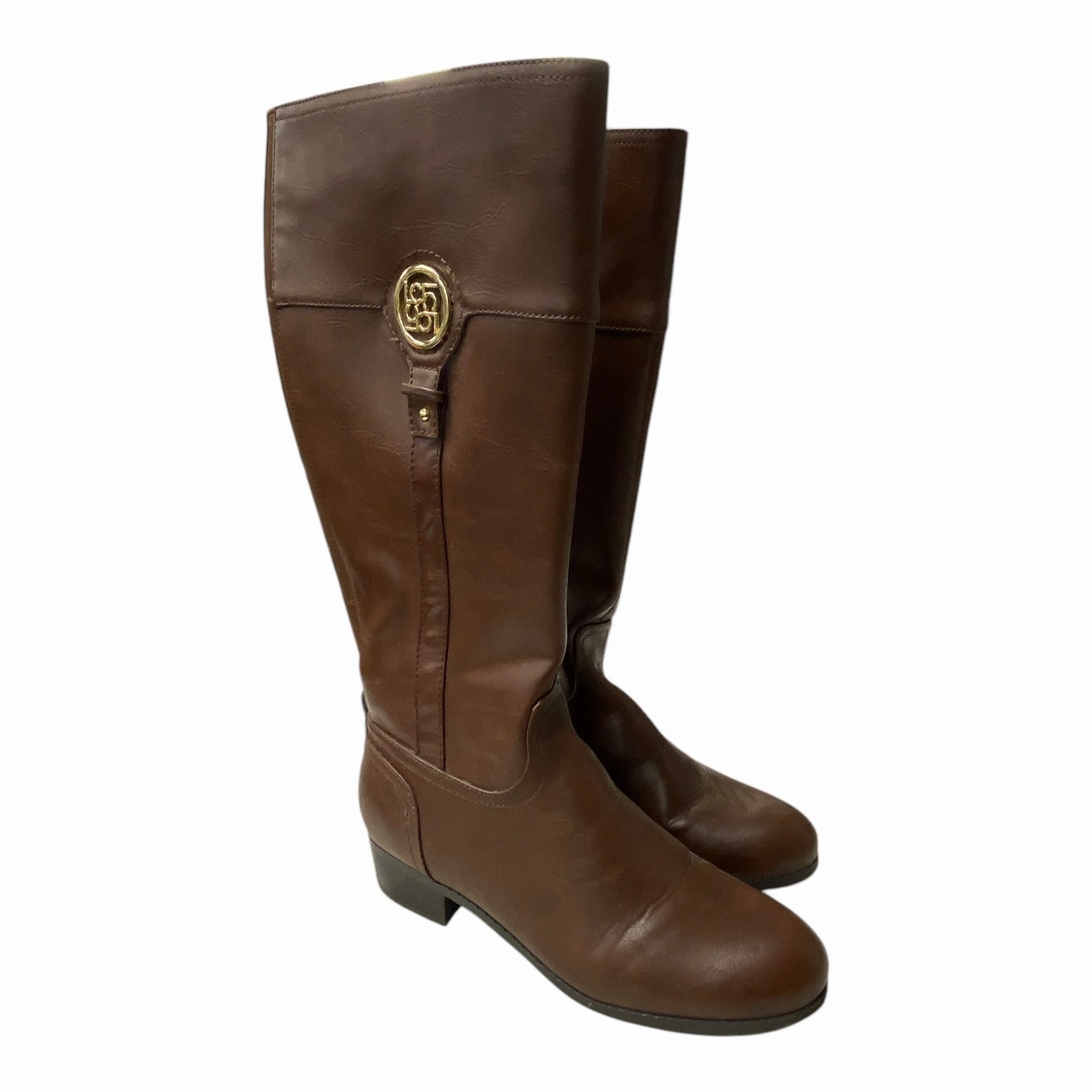 Boots Knee Flats By Liz Claiborne In Brown, Size:10 Water Line