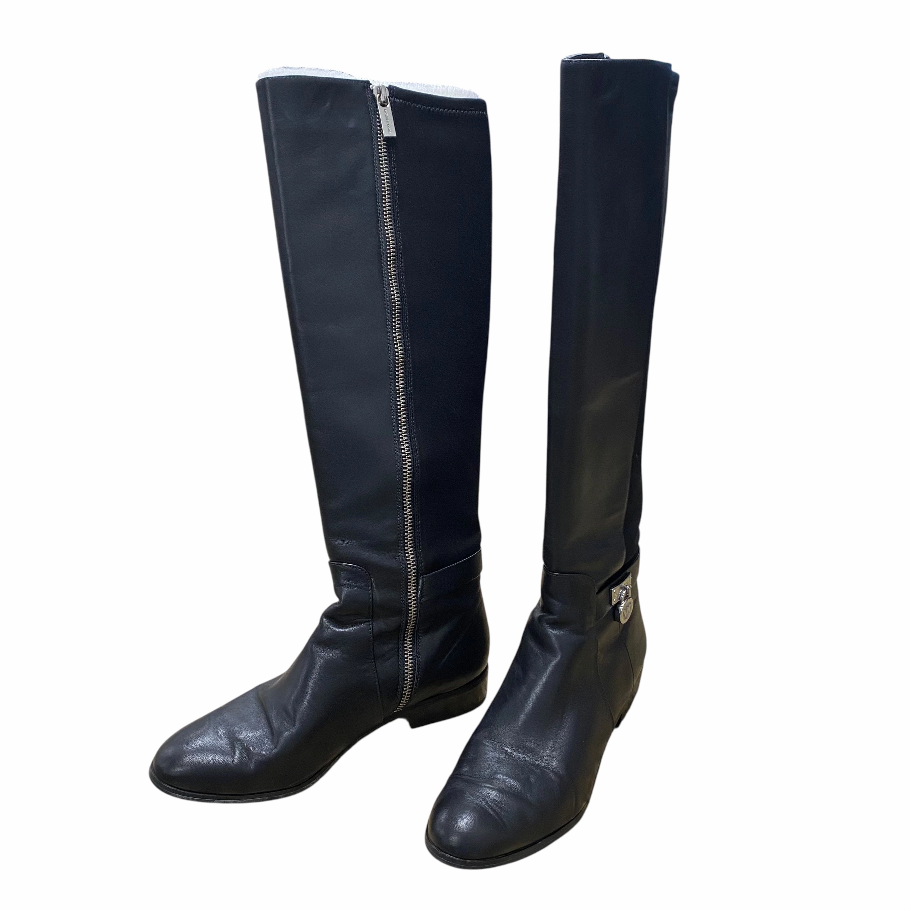 Insulated Adventure Journey Boots Knee Flats By Michael By Michael Kors In Black, Size:6.5