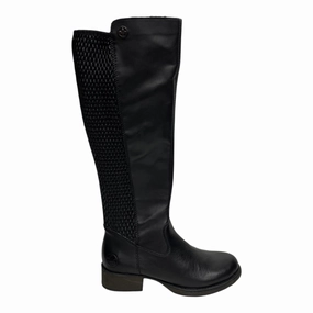Boots Knee Flats By Riekers In Black, Size:6.5 Classic Touch