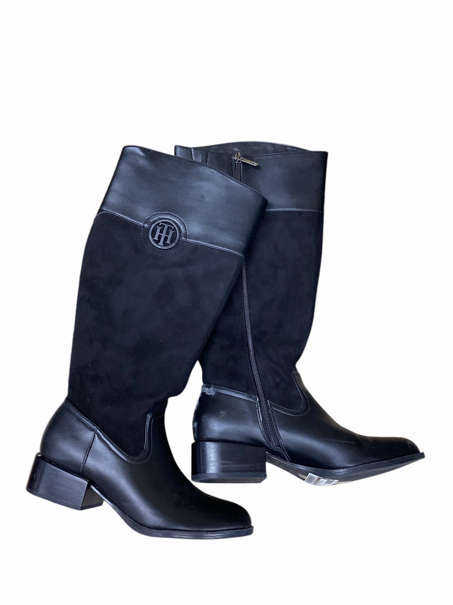 Insulated Snow Trekker Pure White Boots Knee Flats By Tommy Hilfiger In Black, Size: 7