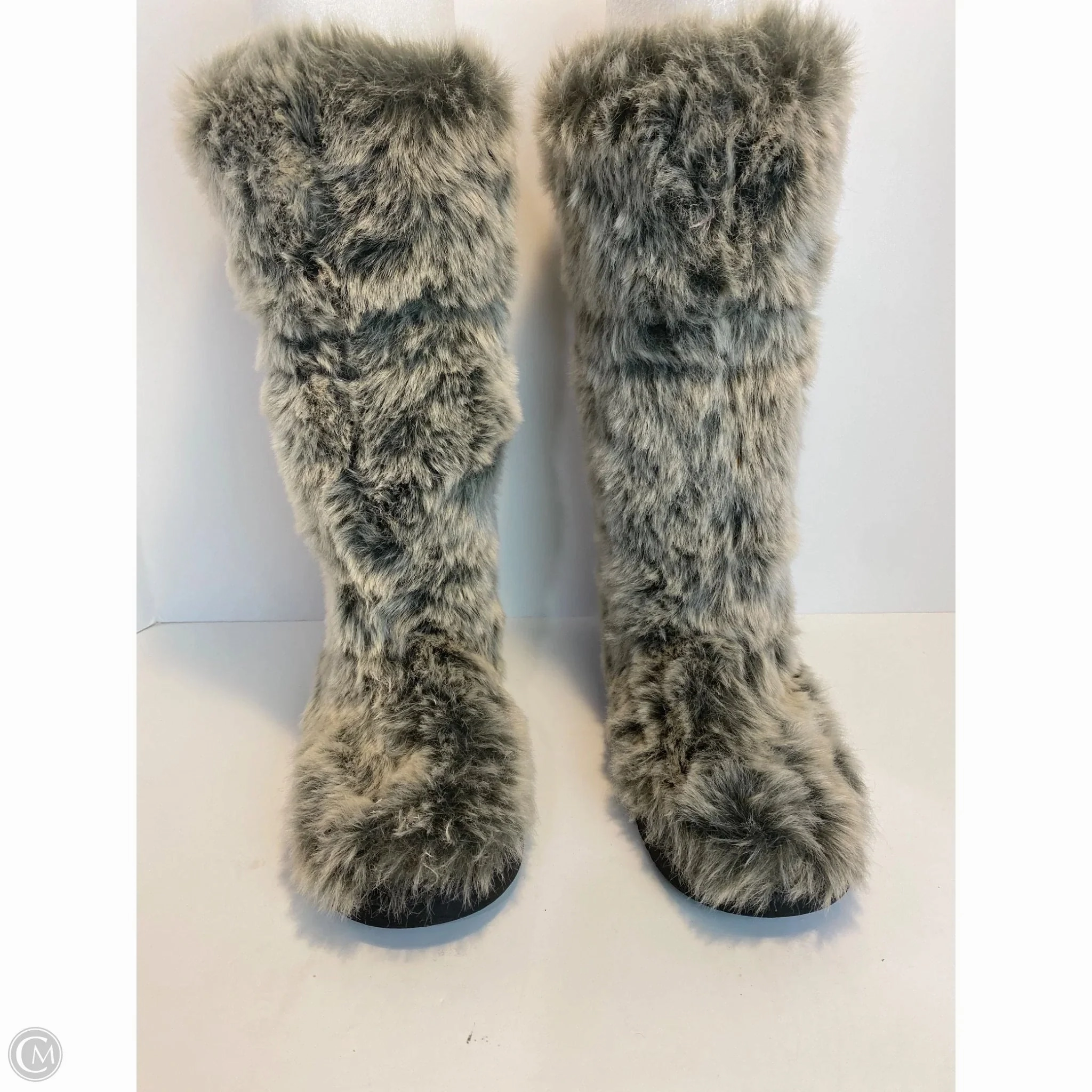 Insulated Mountain Hike Soldier Boots Knee Flats By Union Bay In Grey, Size: 8