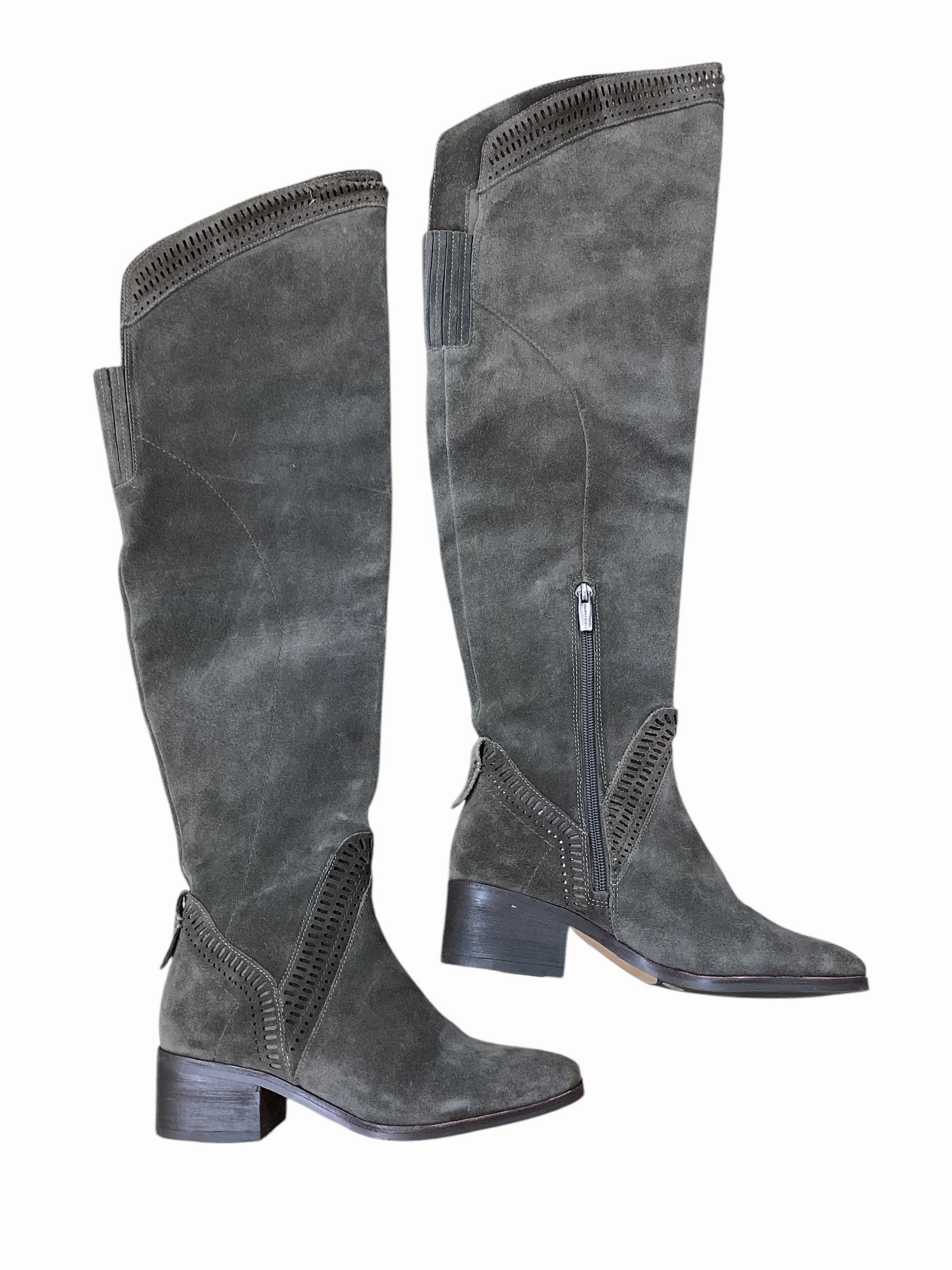 Eco Material Rural Traveler Cushioned Footbed Boots Knee Flats By Vince Camuto In Grey, Size: 5.5