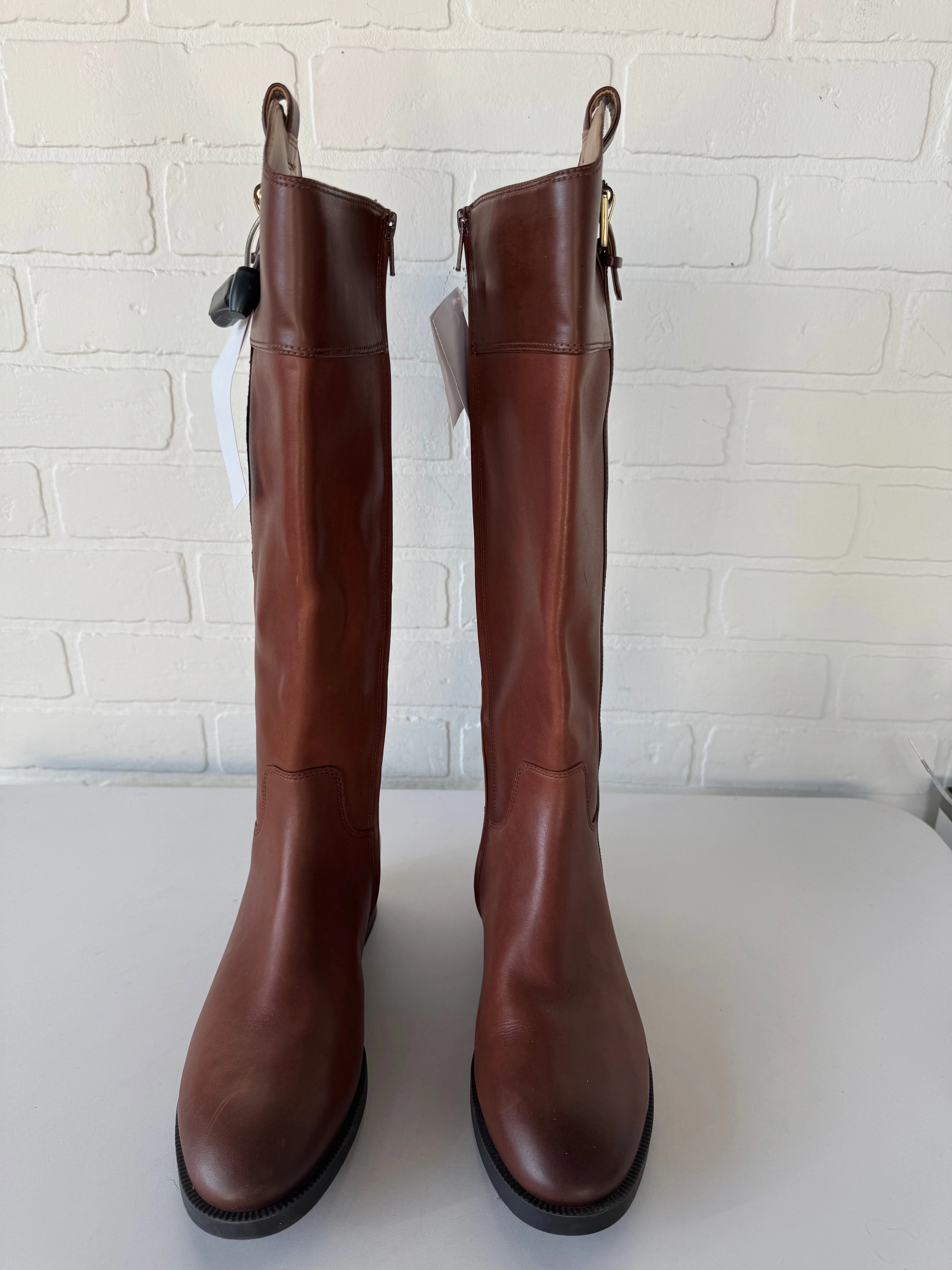 Reinforced toe cap Off Duty Boots Knee Flats By Vionic In Brown, Size: 6.5