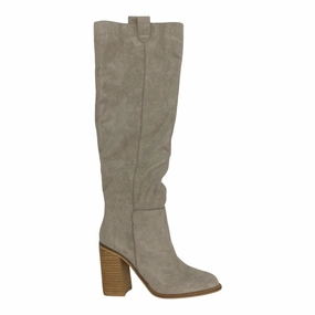 Boots Knee Heels By    Clothes Mentor In Tan, Size:6 Textured Grip Pattern