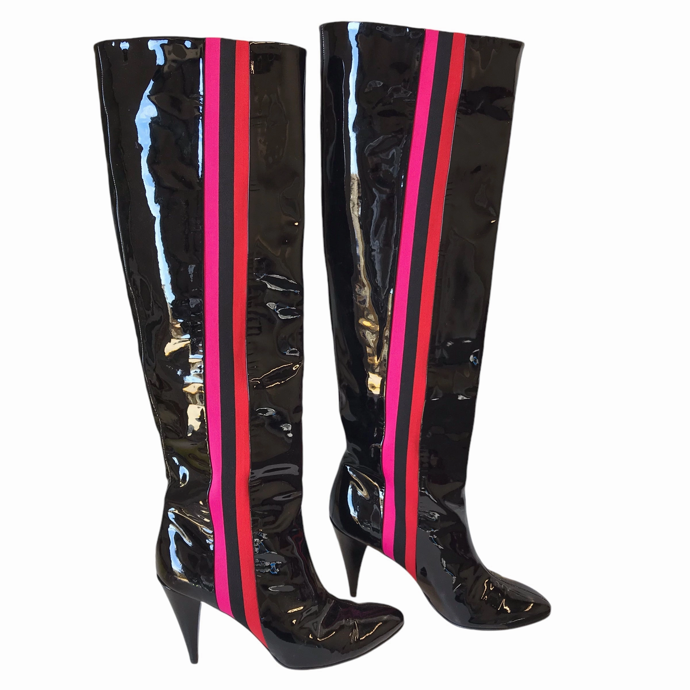 Versatile Traction Pattern Boots Knee Heels By Alchimia Di Ballin In Black, Size:9