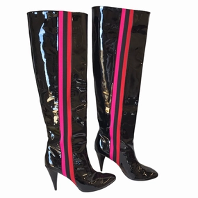 Versatile Traction Pattern Boots Knee Heels By Alchimia Di Ballin In Black, Size:9