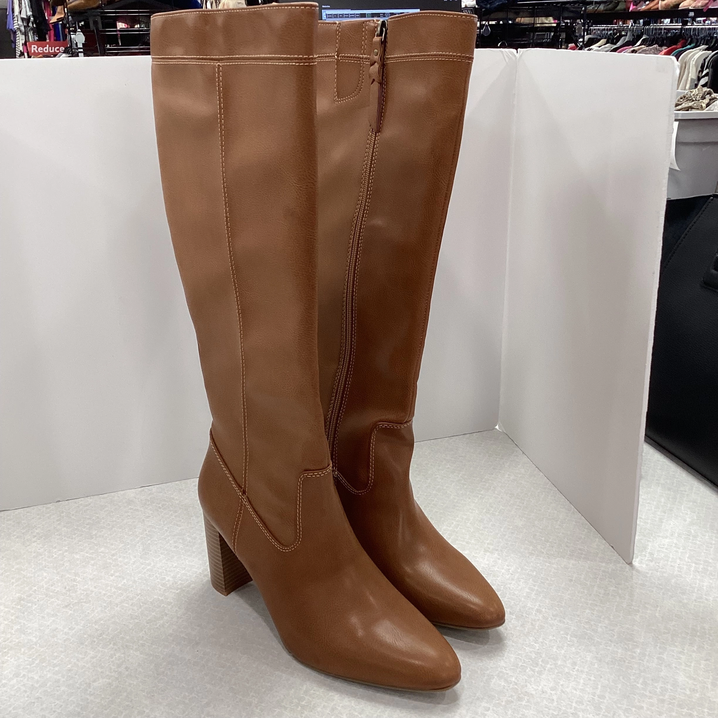 Athletic Edge Boots Knee Heels By Ana In Brown, Size: 11