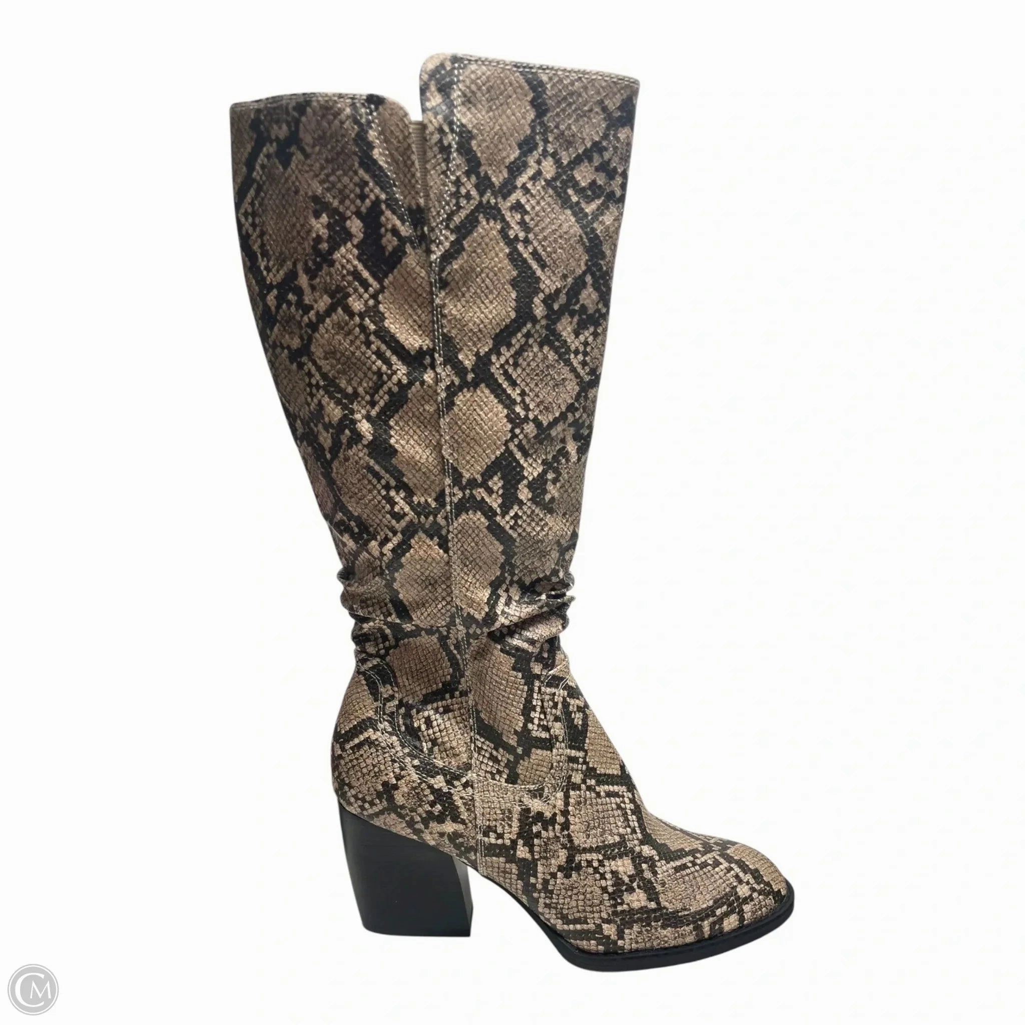 Boots Knee Heels By Bare Traps In Snakeskin Print, Size: 8.5 Eco Material Functional Minimalist Casual Footwear