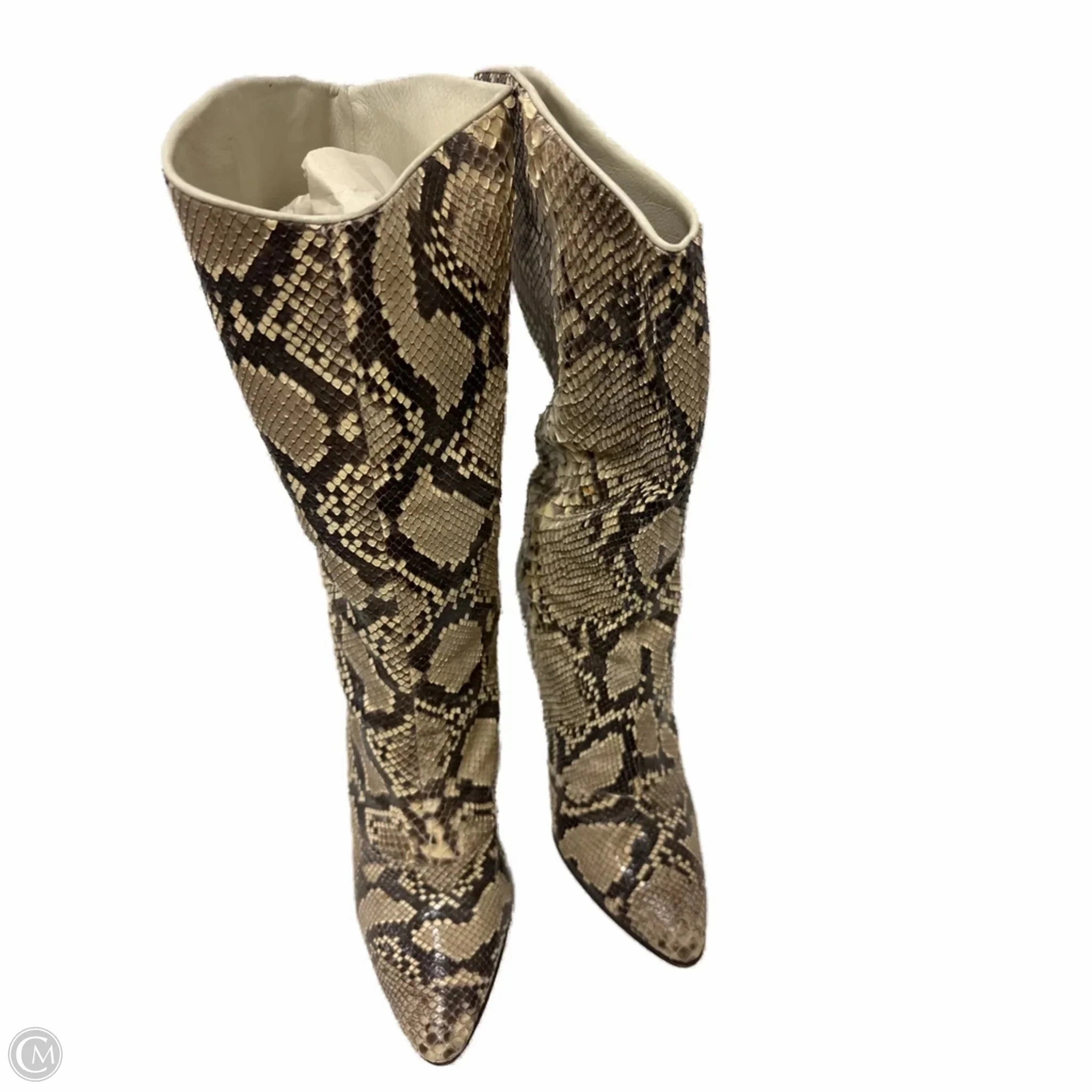 Feather Light Comfort Seeker Boots Knee Heels By Cma In Snakeskin Print, Size: 10