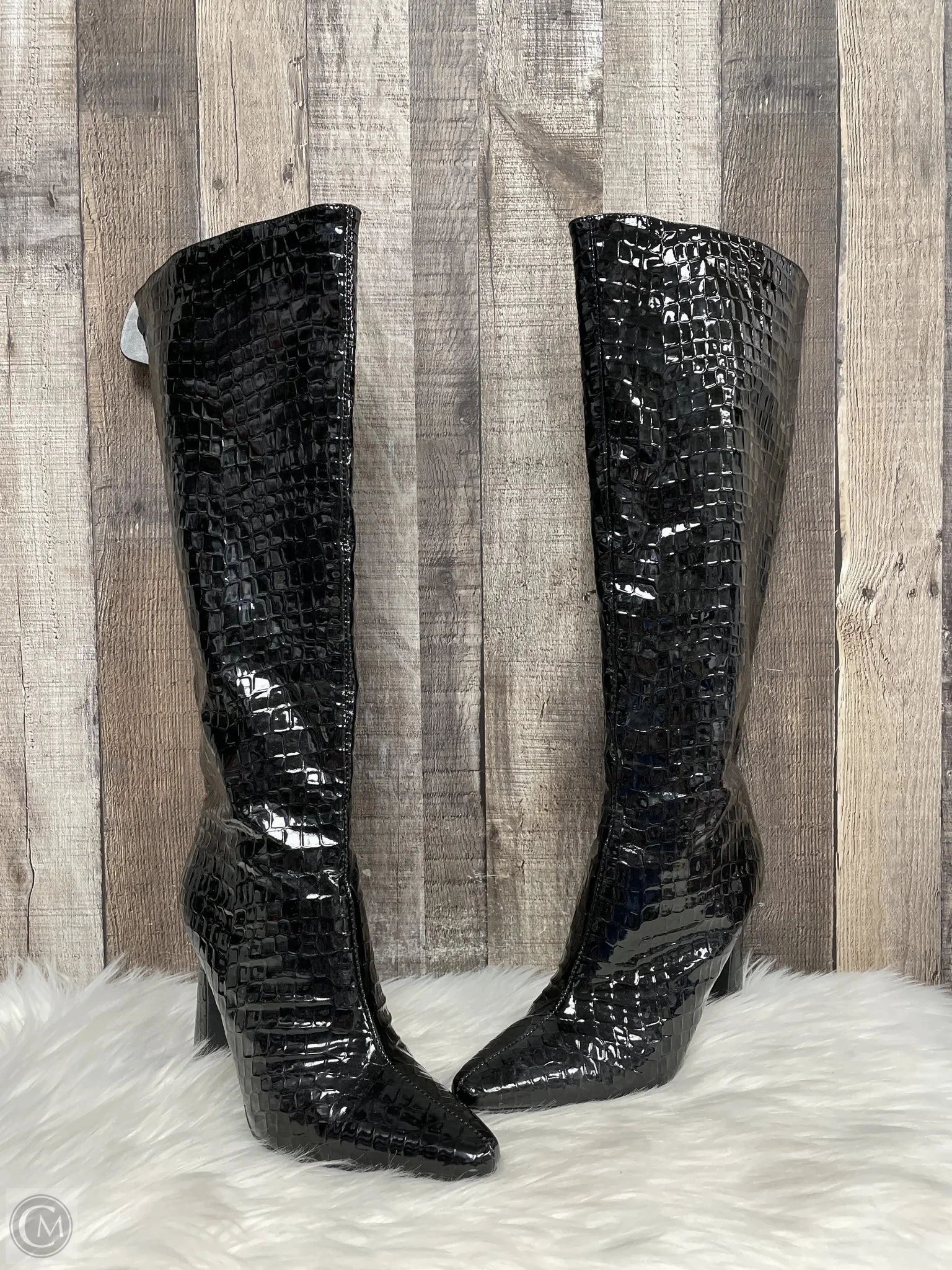 Boots Knee Heels By Cmf In Black, Size: 9 Neutral Foot Alignment Seamless Interior