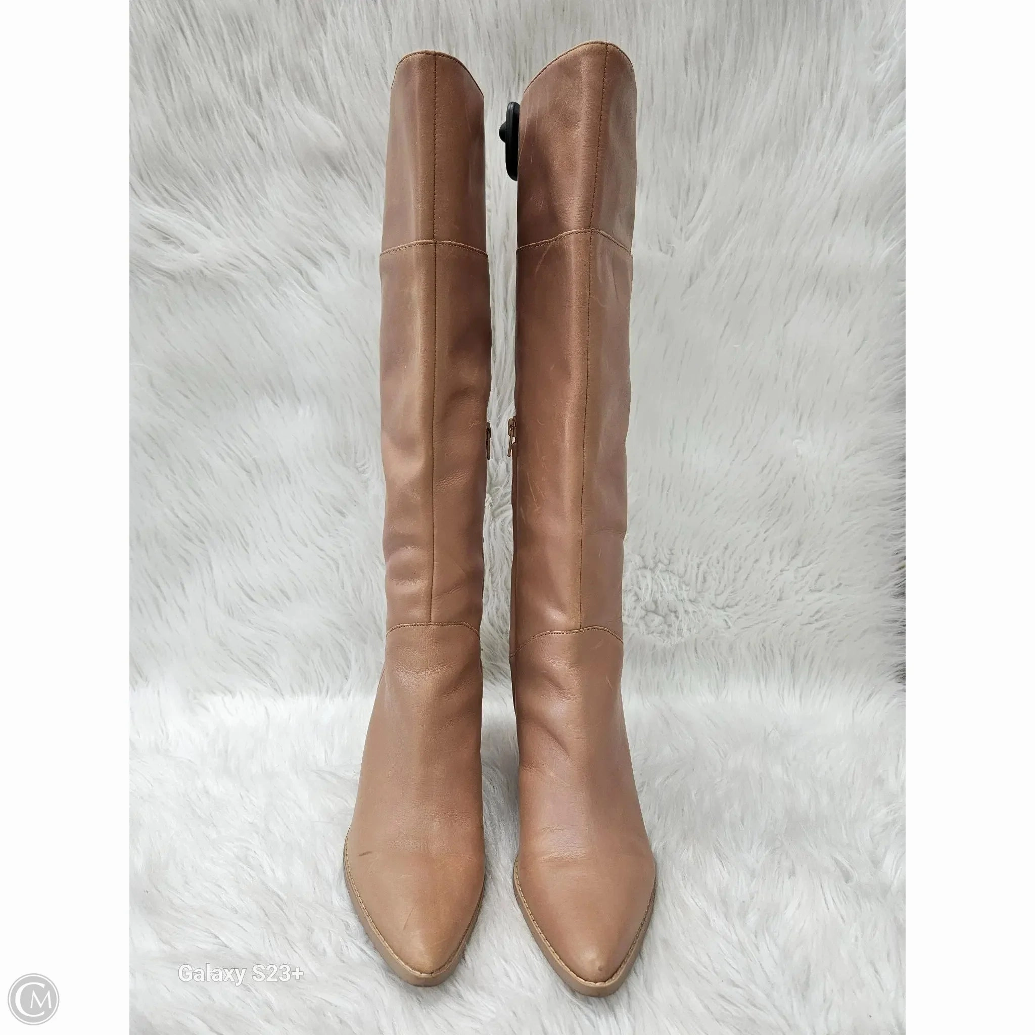 Boots Knee Heels By Crown Vintage In Tan, Size: 10 Eco Material Cold Weather Commuter Shear Warm