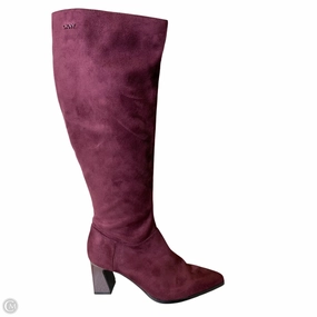 Anti Friction Boots Knee Heels By Dkny In Maroon, Size: 6.5