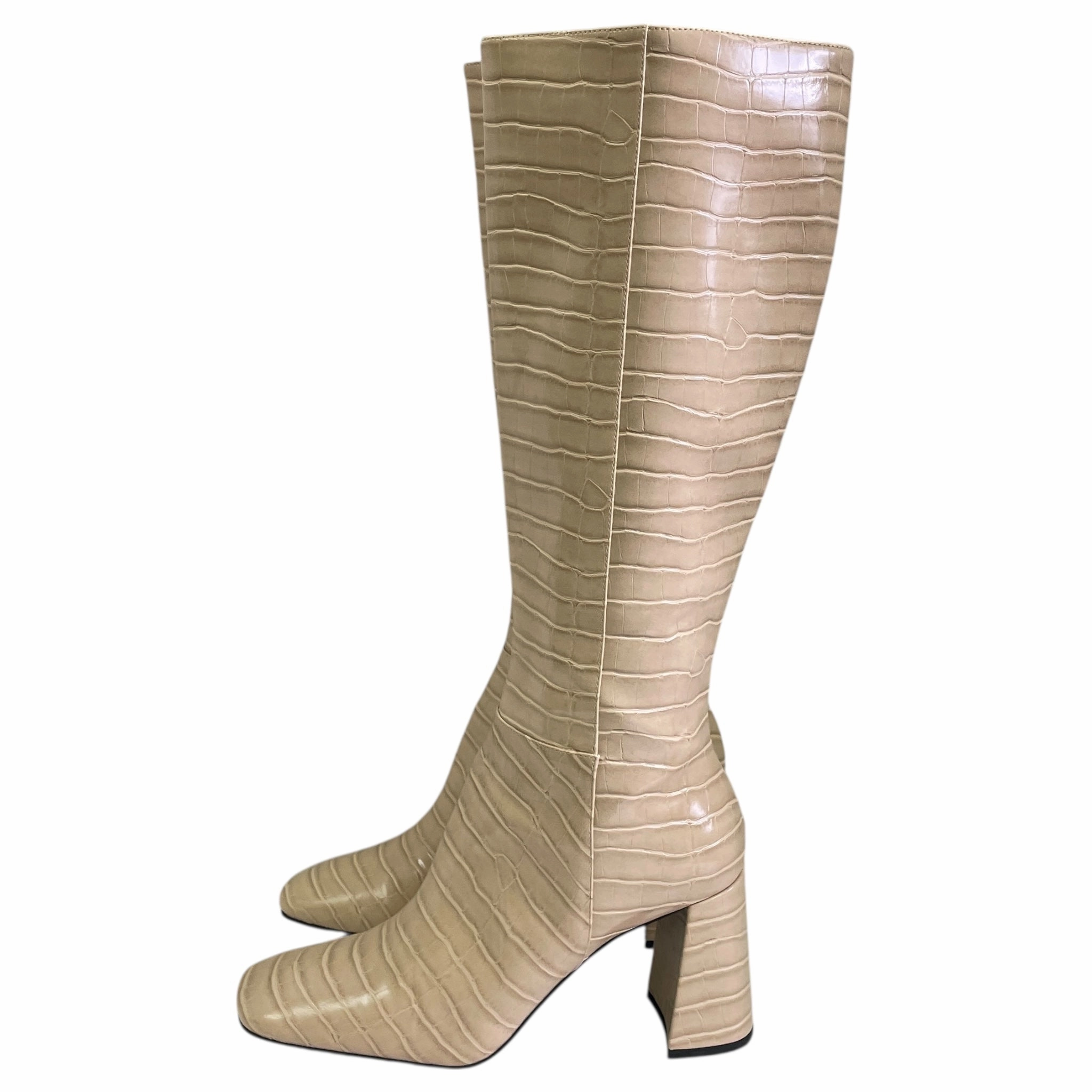Waterproof Trail Runner Boots Knee Heels By Jeffery Campbell In Cream, Size:9