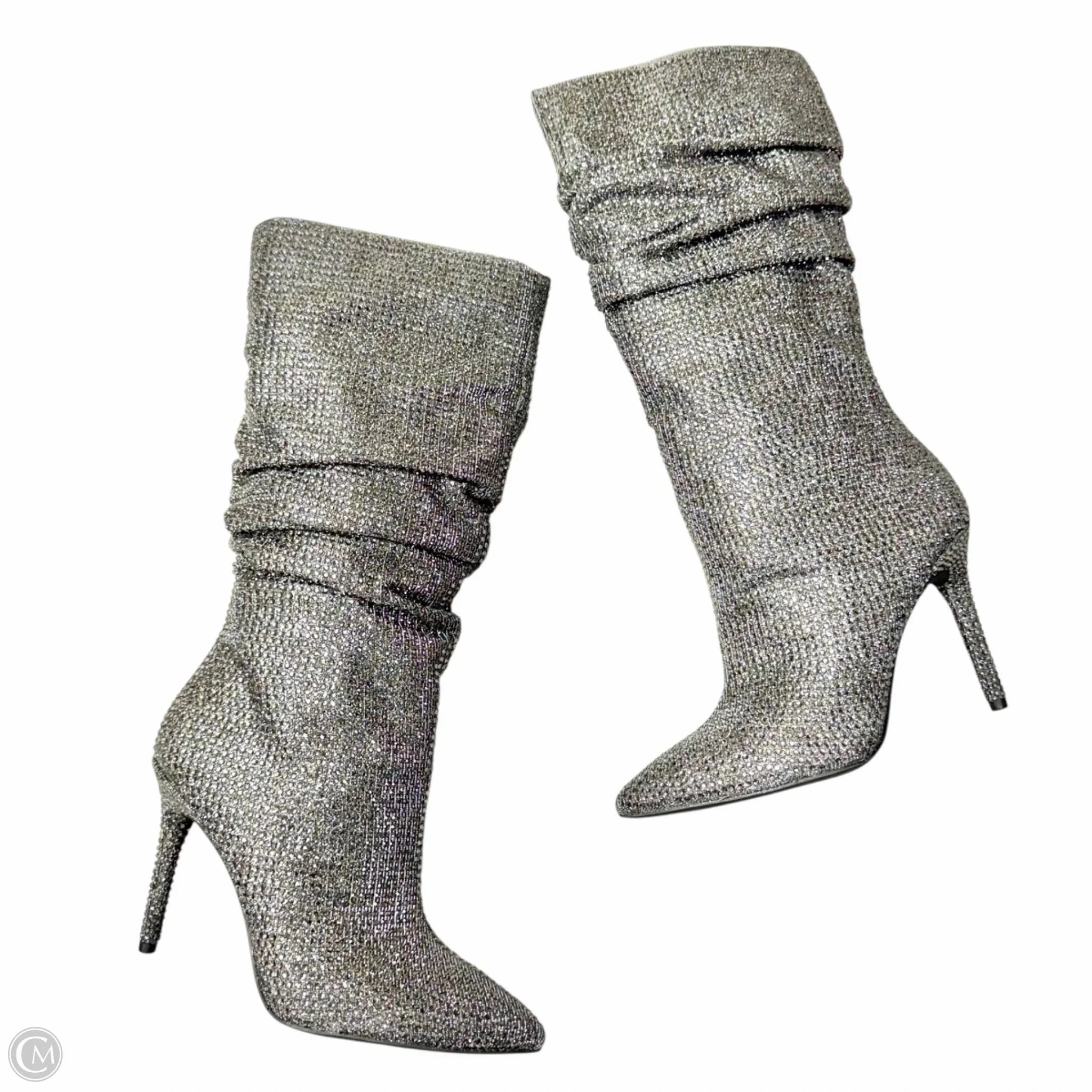 Boots Knee Heels By Jessica Simpson In Silver, Size: 8.5 Grippy Outsole Weekend Wanderer Zip Fast