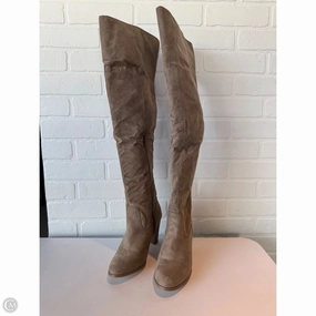 Boots Knee Heels By Just Fab In Tan, Size: 8 Construction Grade