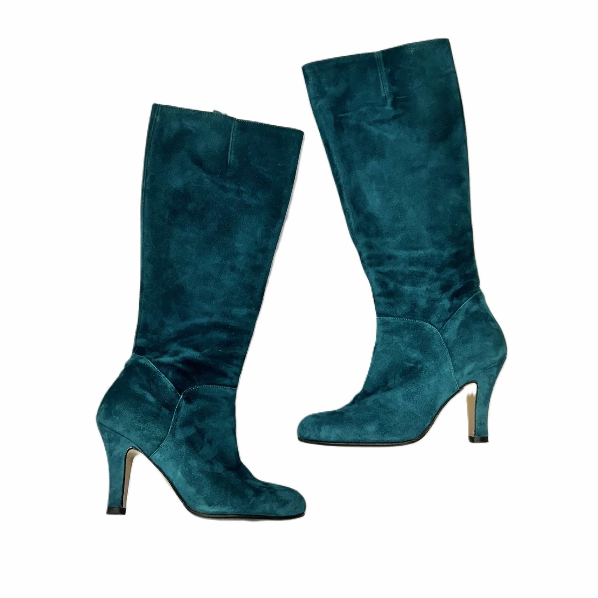 Soft Padding Reinforced Seams Boots Knee Heels By Lenora In Teal, Size: 5.5