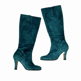 Soft Padding Reinforced Seams Boots Knee Heels By Lenora In Teal, Size: 5.5