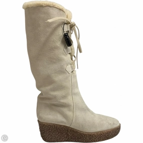 Protective Finish All Day Worker High   Quality Boots Knee Heels By Michael By Michael Kors In Cream, Size: 8