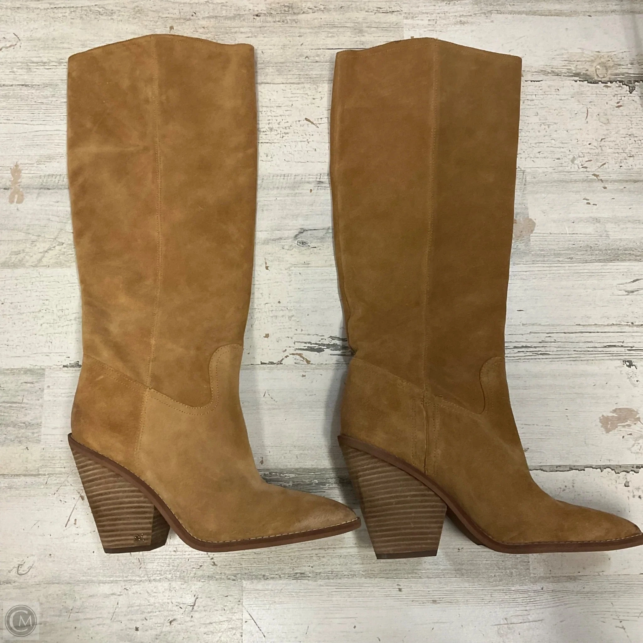 Casual Adventure Boots Knee Heels By Sam Edelman In Brown, Size: 10