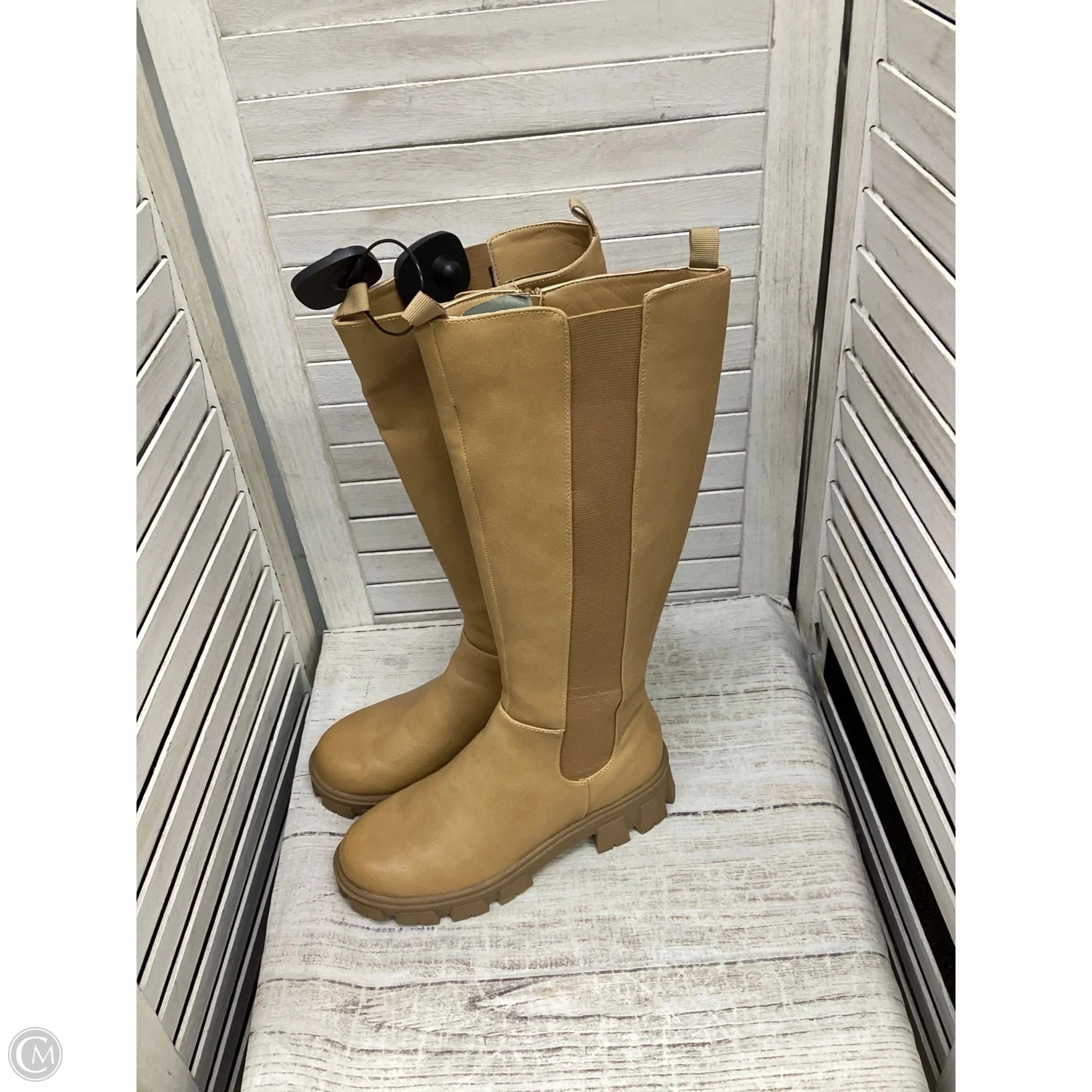 Mid Length Boots Knee Heels By Sugar In Brown, Size: 7