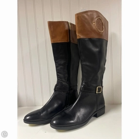 Moisture Wicking Sockliner Boots Knee Heels By Vince Camuto In Black & Brown, Size: 9.5