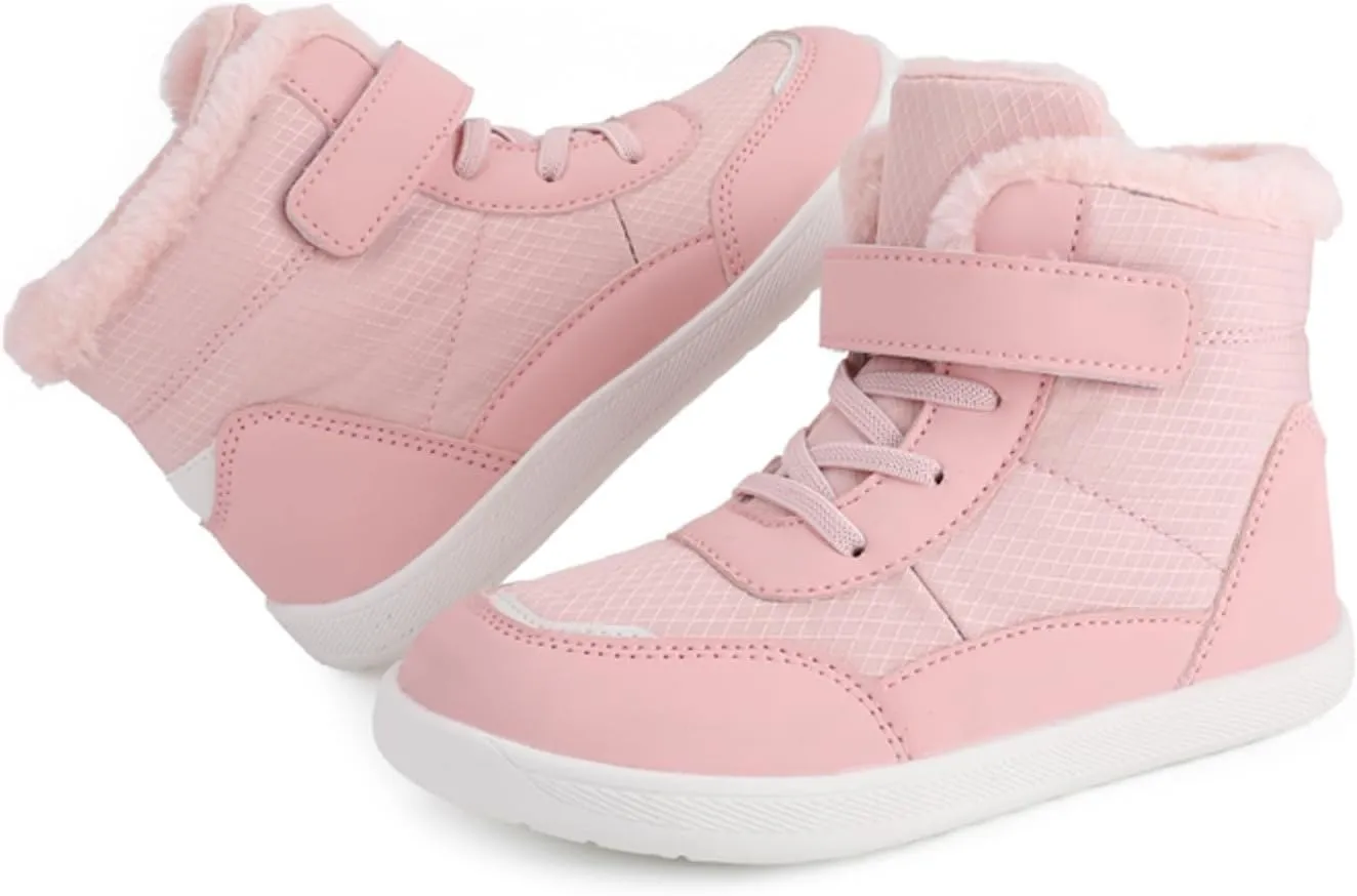 Boys Girls Barefoot Winter Boots With Wide Toe Box Slip Drop Sole Ankle Winter Snow Boots For Boys Shoes Size 1