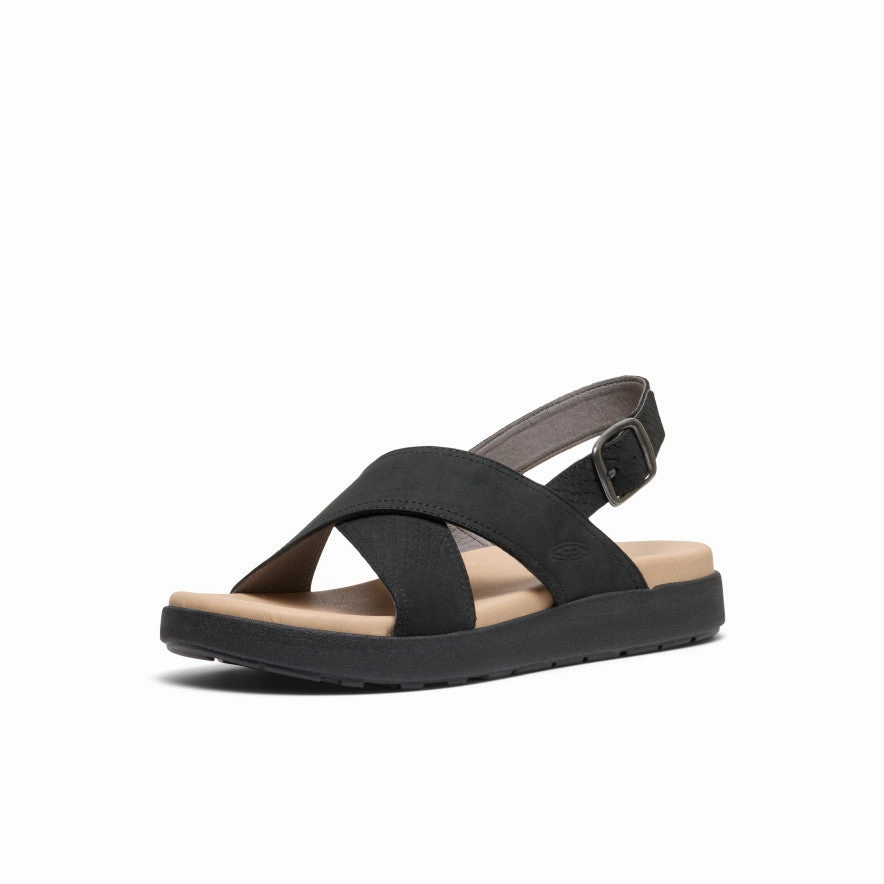 Versatile Design Women's Elle Luxe Cross Strap Sandal  |  Black/Black