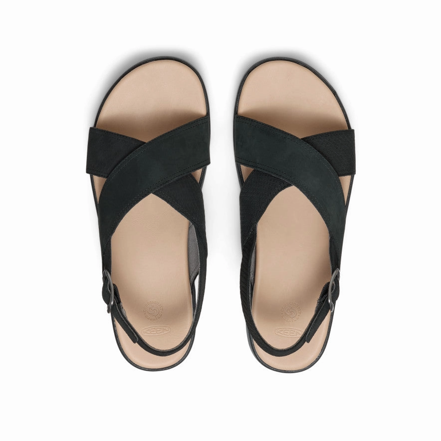 Women's Elle Luxe Cross Strap Sandal  |  Black/Black Water-resistant