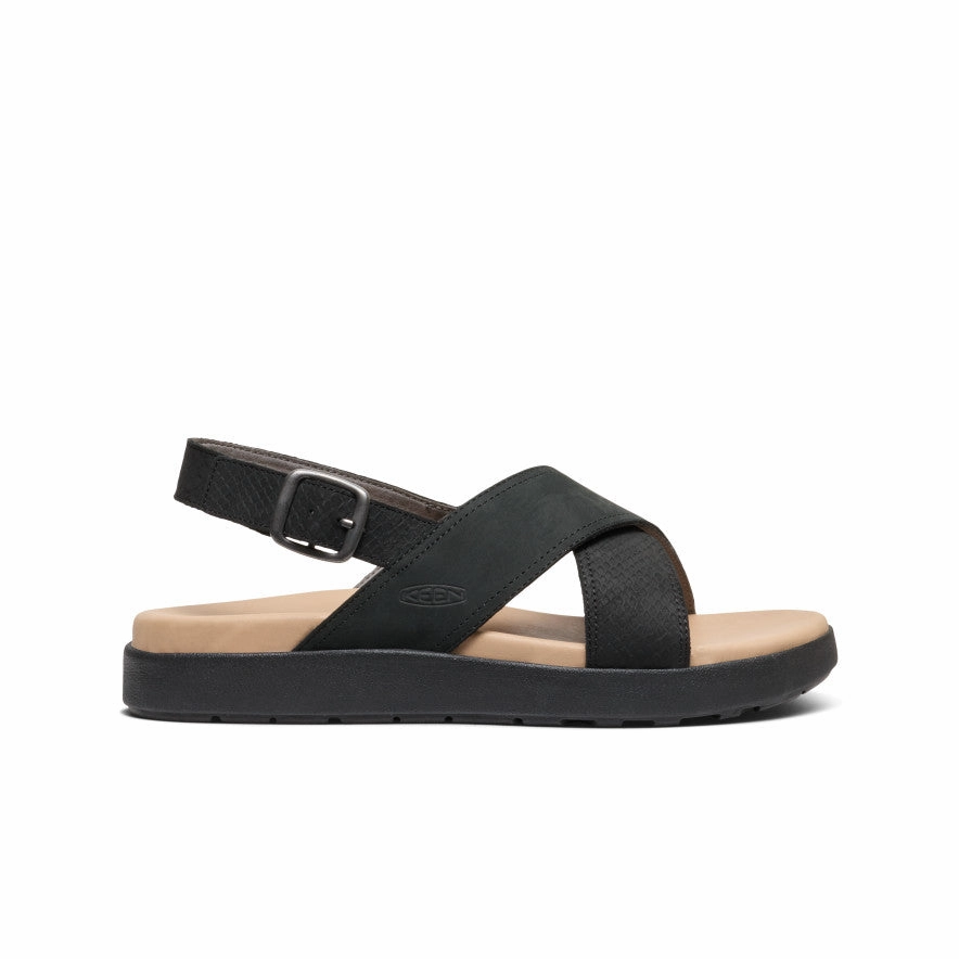 Smart Design Women's Elle Luxe Cross Strap Sandal  |  Black/Black